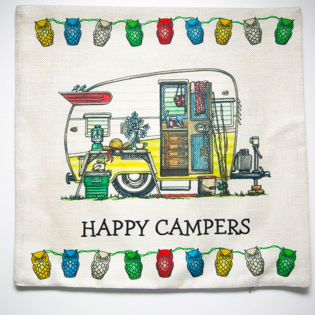 Cushion Cover Caravan Happy Campers  - design 1